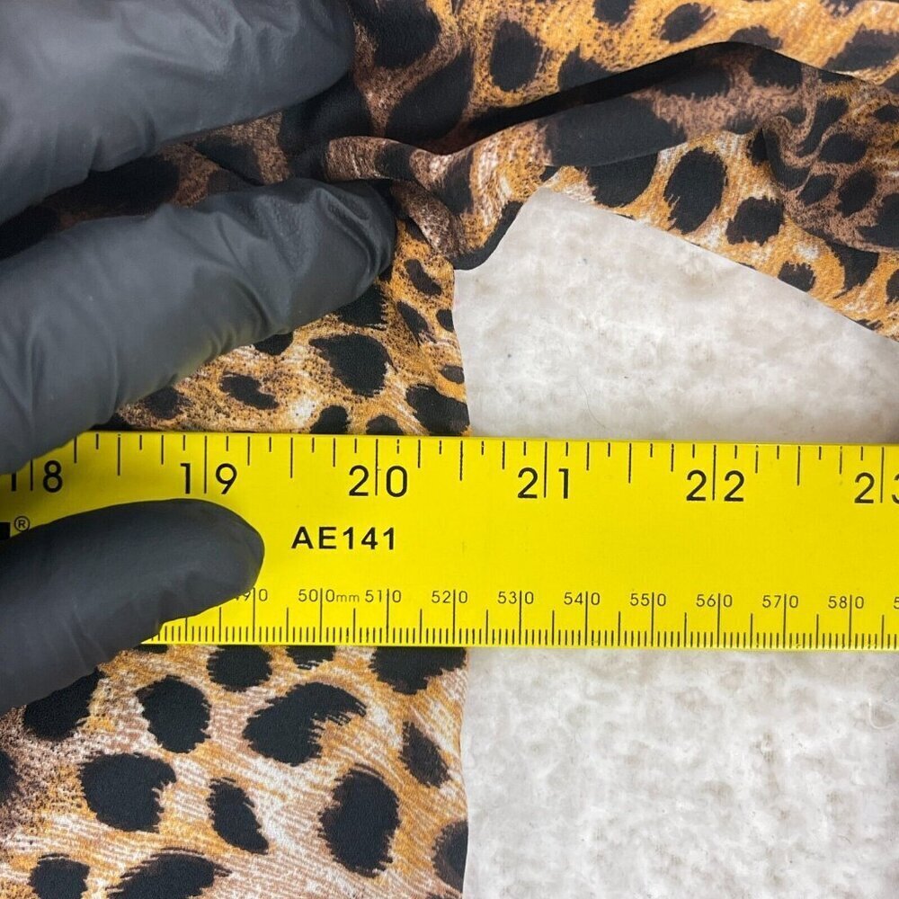 Ann Taylor Factory Brown Animal Print Shirt Womens Long Sleeve High Neck Size MP - Picture 8 of 15